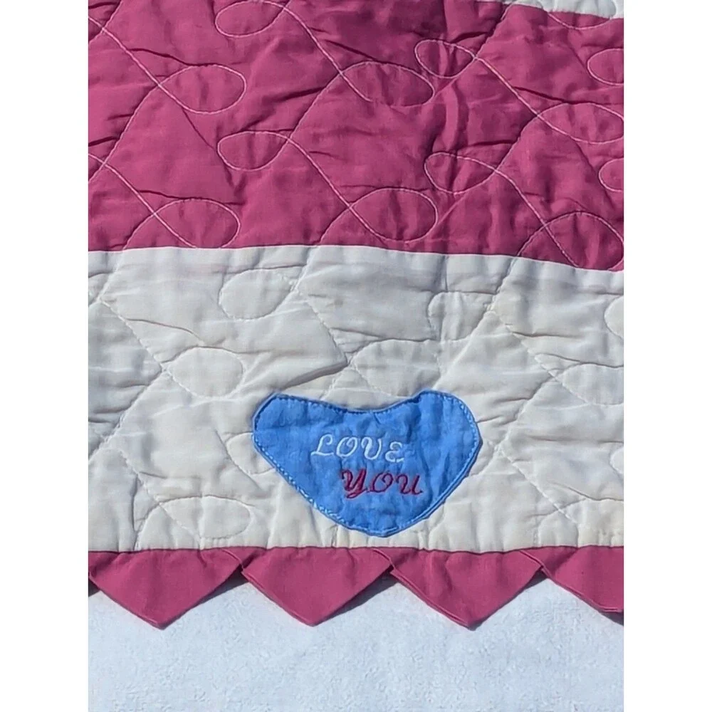 Vintage Handmade Barney the Dinosaur Baby Quilt Blanket Colorful Balloons 43